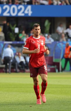 Berlin, Almanya - 29 Haziran 2024: İsviçreli Remo Freuler, Almanya 'nın başkenti Berlin' deki Olympiastadion 'da oynanan 16 maçlık İsviçre - 16.