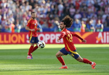 Berlin, Almanya - 15 Haziran 2024: Marc Cucurella (# 24) UEFA EURO 2024 grup safhasında Almanya 'nın başkenti Berlin' deki Olympiastadion 'da oynanan İspanya - Hırvatistan maçında görev aldı.