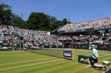 Berlin, Almanya - 21 Haziran 2025: Berlin 'deki WTA 500 Berlin Tenis Açık sırasında Steffi Graf stadyumunun panoramik manzarası HYLO' nun Aryna SABALENKA v Marketa VONDROUSOVA (CZE))