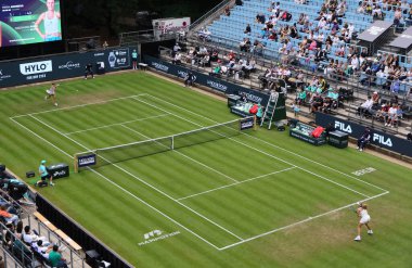 Berlin, Almanya - 16 Haziran 2025: Berlin 'deki WTA 500 Berlin Tenis Açık sırasında Berlin' deki Steffi Weiss Tenis Kulübü 'nün panoramik manzarası)
