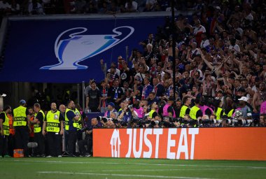 Münih, Almanya - 31 Mayıs 2025: UEFA Şampiyonlar Ligi Finali sırasında Münih Futbol Arena 'da görülen 