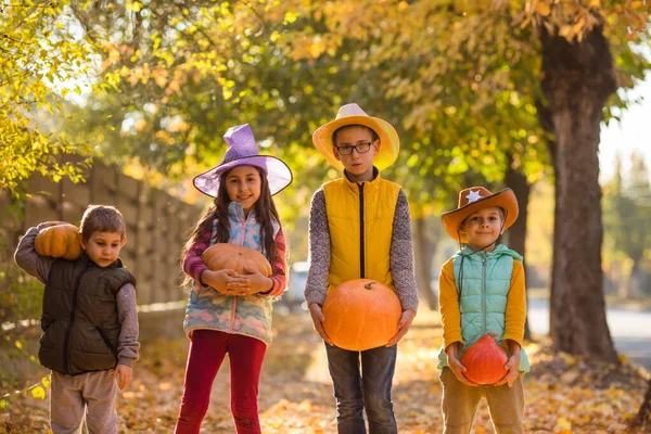 Diversión Halloween Acción Gracias Para Niños Aire Libre — Foto de Stock