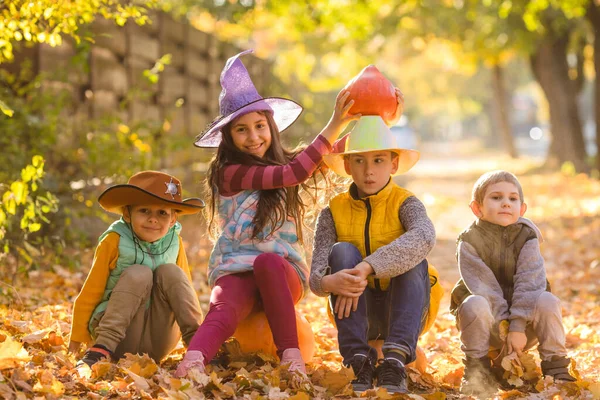 Diversión Halloween Acción Gracias Para Niños Aire Libre —  Fotos de Stock