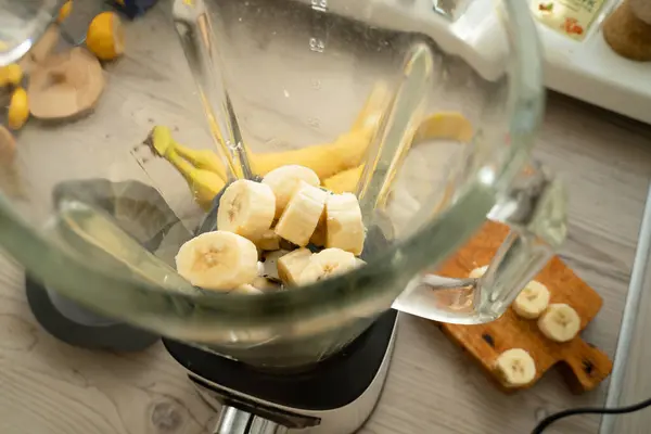 Веганська Бананова Смузі Кухні Концепція Здорової Їжі Стокове Зображення