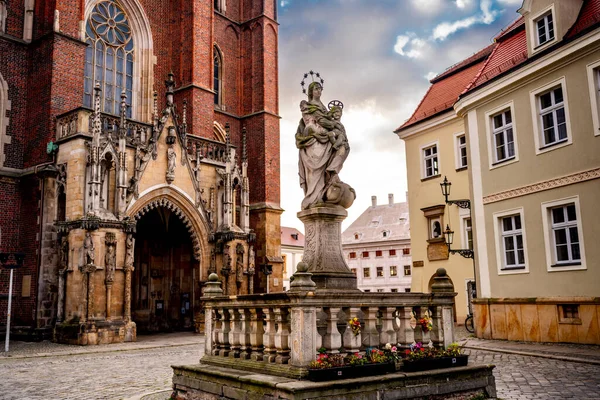 Wrocław Polska Landmark Ostrow Tumski Wyspa Katedra Jana Chrzciciela Wieże — Zdjęcie stockowe