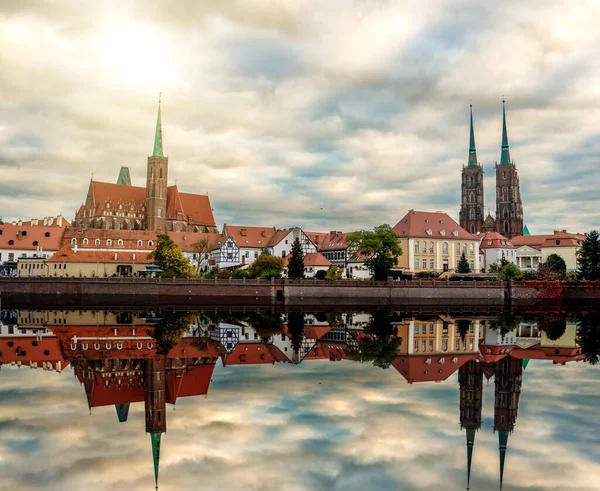 Wroclaw Polen Utsikt Över Tumski Och Katedralen John Baptist Med — Stockfoto