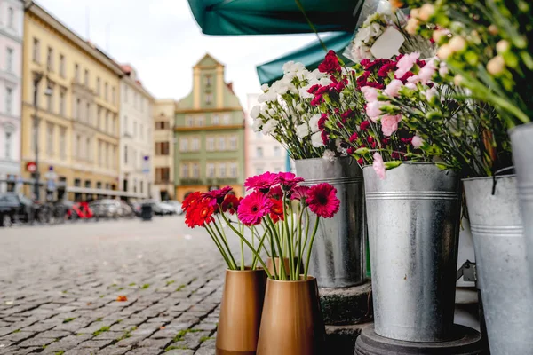 Květinový Stánek Náměstí Plac Solny Nedaleko Centrálního Tržiště Vratislavi Podzim — Stock fotografie