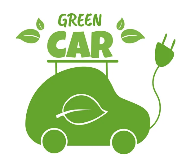 Eco Friendly Car Vector Illustration Ecology Protection Alternative Fuel Energy — Stok Vektör