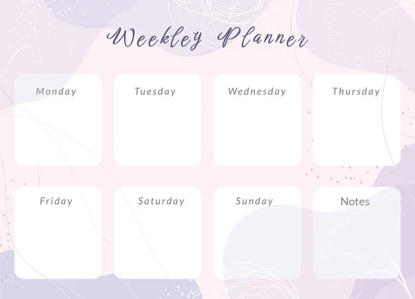 Simple Printable Weekly Planner Template Vector Daily Schedul Week Calendar — Stock vektor