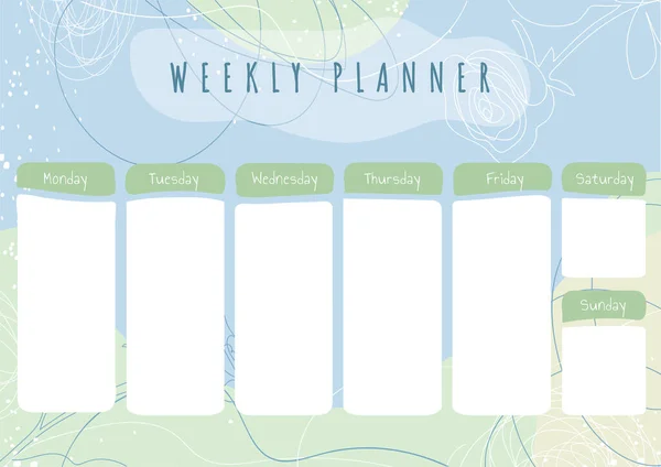 Simple Printable Weekly Planner Template Vector Daily Schedul Week Calendar — Vector de stoc