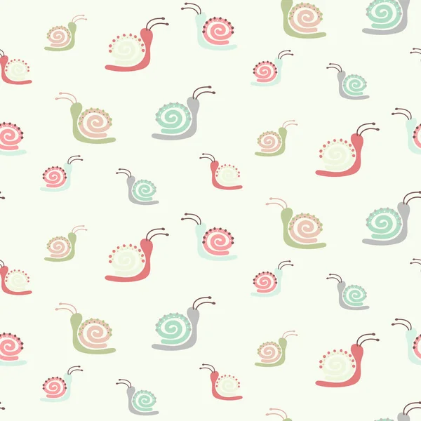 Snail Cartoon Seamless Pattern Drawings Decoration Design Colorful Mollusk Paintings — Vector de stock