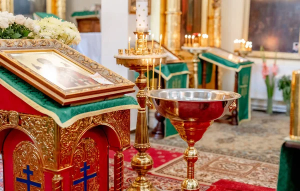 Acessórios Para Batismo Uma Criança Igreja Ortodoxa — Fotografia de Stock