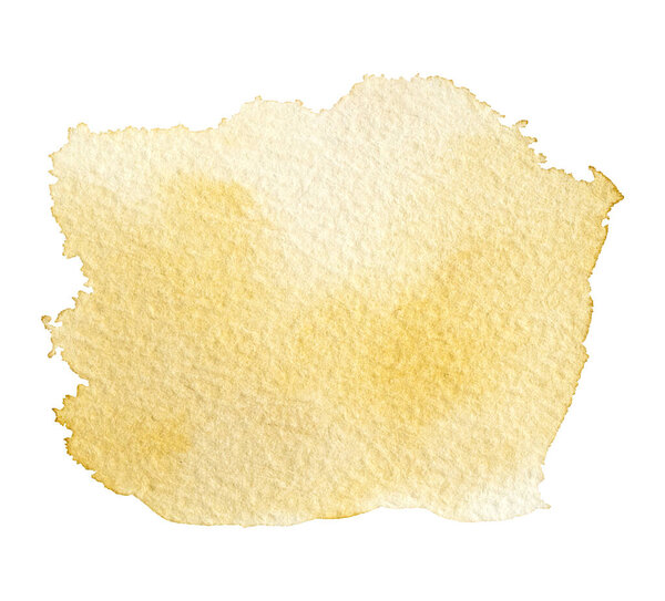 Contemporary artistic yellow abstractive watercolor isolated on a white background