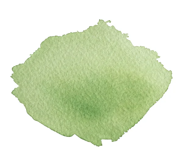 Hedendaagse Artistieke Groene Abstractieve Plek Aquarel Geïsoleerd Een Witte Achtergrond — Stockfoto