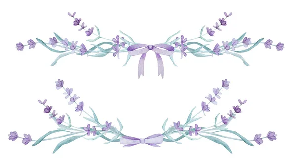 Beautiful Lavender Provence Wreath Text Watercolor Illustration Postcard Design Tender — Φωτογραφία Αρχείου