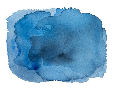 Contemporary artistic blue abstractive spot watercolor isolated on a white background