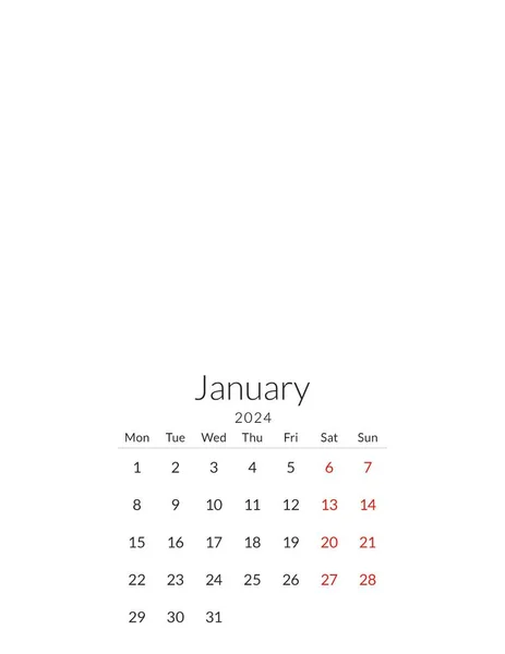 January 2024 Calendar Template Place Your Photos — Stock Photo, Image