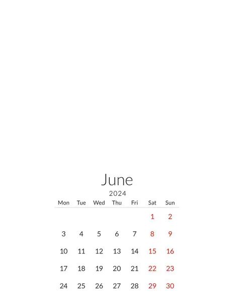 Junio 2024 Plantilla Calendario Con Lugar Para Sus Fotos —  Fotos de Stock