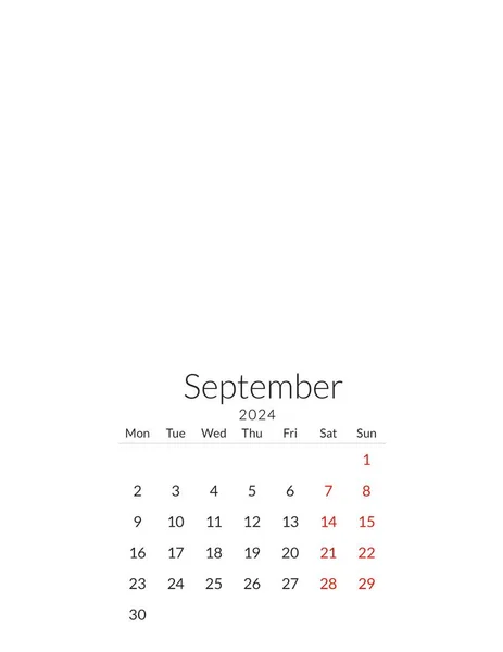 September 2024 calendar template with a place for your photos