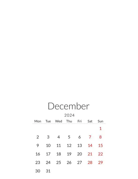Diciembre 2024 Plantilla Calendario Con Lugar Para Sus Fotos —  Fotos de Stock