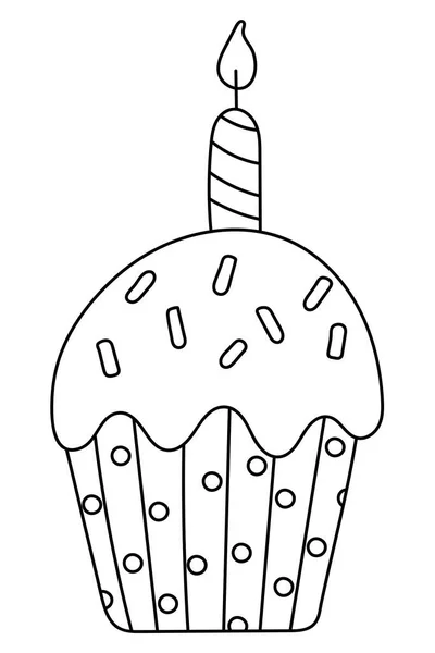 Deze Kleurplaat Voor Kinderen Getiteld Cupcake Voor Vakantie Stimuleert Creativiteit — Stockvector