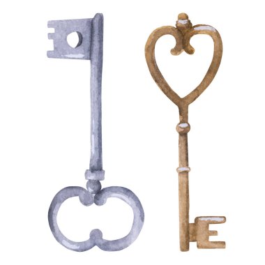 El Çizimi Suluboya Vektör Resmetme Özellikleri Vintage Anahtarları