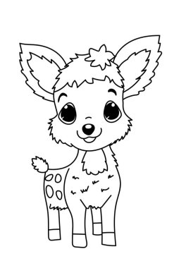 Çocuklar için boyama kitabı her sayfada küçük bir ren geyiği, anaokulu öğrencileri için mükemmel.