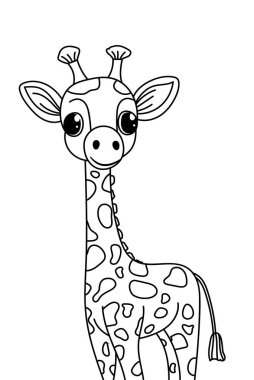 Çocuklar için Boyama Kitabı Zürafa temalı Renk Sayfaları