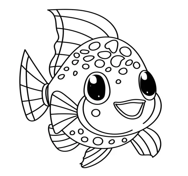 Omalovánky Pro Děti Vlastnosti Zábavné Ryby Kreativní Omalovánky — Stockový vektor