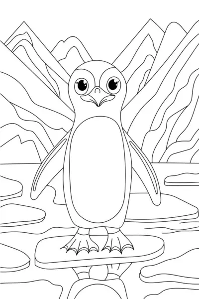 Пингвин Раскраска Страница Детей Творческая Книга Раскраски — стоковый вектор