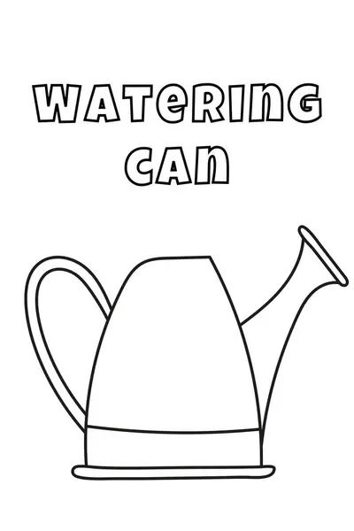 Coloring Thick Lines Little Ones Watering Can Coloring Page — Stock Vector