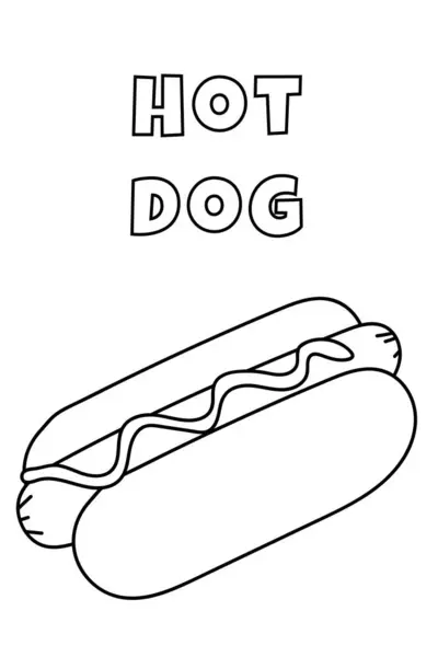 Colorare Con Linee Spesse Più Piccoli Pagina Colorazione Hotdog — Vettoriale Stock