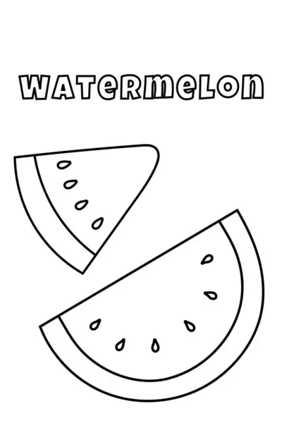 Colorir Com Linhas Grossas Para Pequenos Watermelon Colorir Página — Vetor de Stock