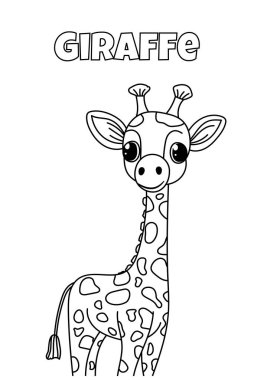 Çocuklar için Boyama Kitabı Zürafa temalı Renk Sayfaları