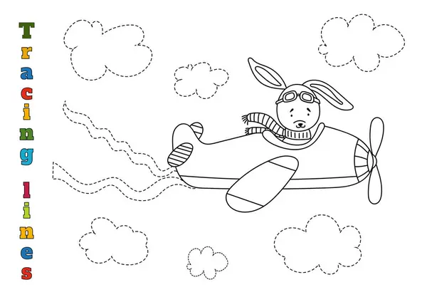 Outline Cloud Contour Worksheet Preschoolers Aged Practice Line Tracing — Stock Vector