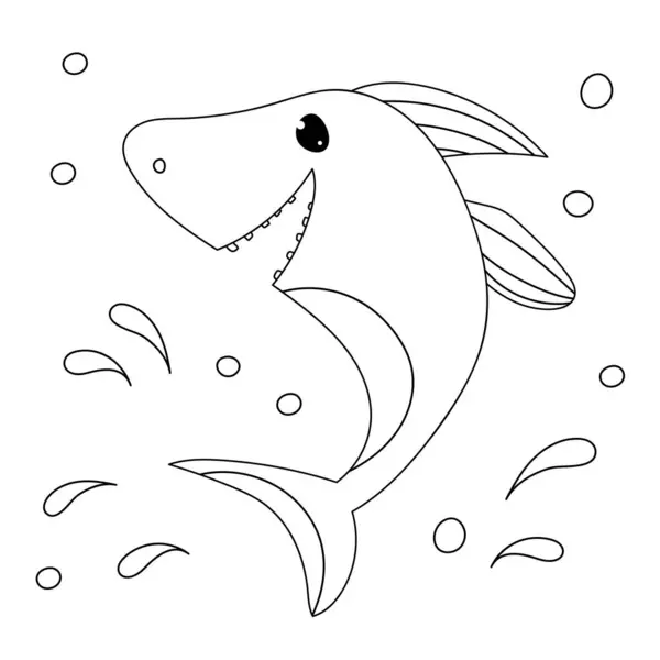 Розмальовка Маленьких Особливостей Акули — стоковий вектор
