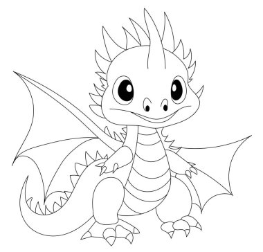 Neşeli küçük ejderha boyama sayfası çocuk yaratıcılığı için mükemmel.