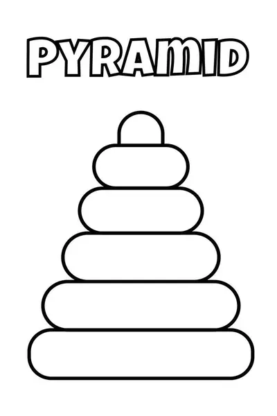 Coloring Page Toddlers Features Pyramid Toy — Stok Vektör