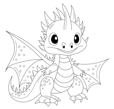 Çocuklar için Boyama Sayfası - Şirin Ejderha Boyama Kitabı Gençler için ilgi çekici bir etkinliktir