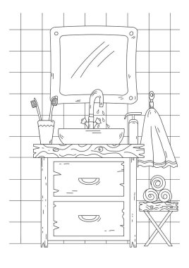 Boyama Sayfası - Banyo Lavabosu Çocuk ve Yetişkinlerin Yaratıcılığı İçin