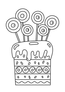 Renklendirme Sayfası - Güzelce Süsleilmiş Pasta Bir Yetişkin Stres Karşıtı Renklendirme Etkinliğidir