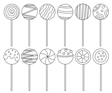 Renklendirme Sayfası Hem yetişkinler hem de çocuklar için lolipopların çeşitliliğini belirler