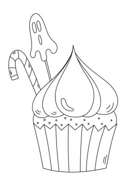 Şekerli Cadılar Bayramı Kekinin Boyama Sayfaları