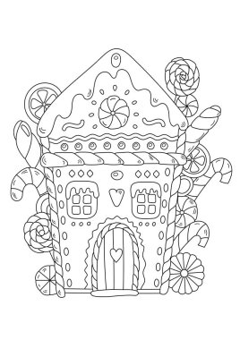 Yetişkin ve Çocuk Boyama Sayfası - Noel Zencefilli Ekmek Ekmeği Anti-Stres Boyama Kitabı