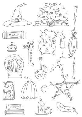 Yetişkinler ve Çocuklar için Sihirli Temalı Renk Sayfası