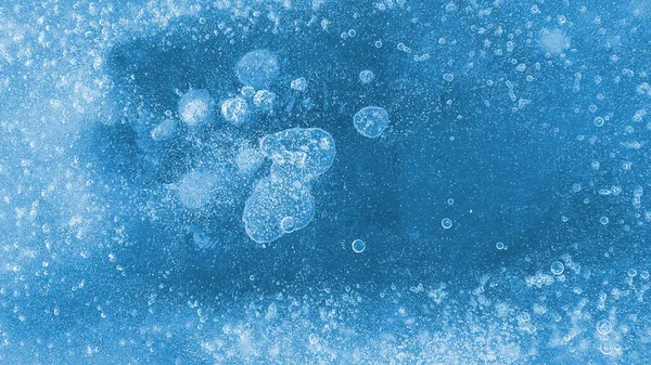 Eisfläche Mit Gefrorenen Luftblasen Natürliche Textur Nahaufnahme — Stockfoto