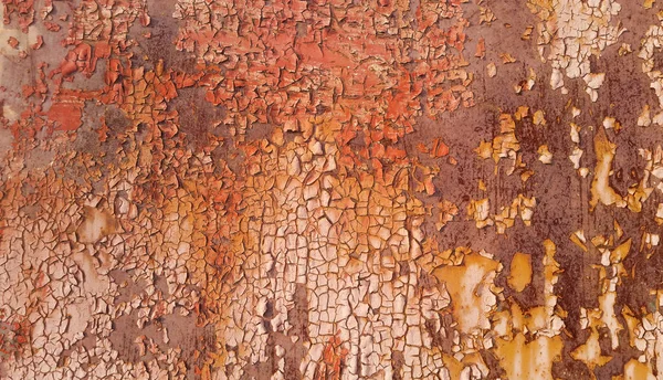 Rusty Metal Wall Texture Peeling Paint Scratches Close Grunge Background — Stockfoto
