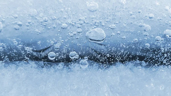 Ice Surface Frozen Air Bubbles Close Natural Texture Ice Pattern — Fotografia de Stock