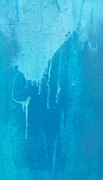 Jasně Modrá Namalovaná Textura Stěny Skvrnami Šmouhami — Stock fotografie
