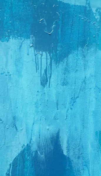带有污迹和污迹的亮蓝色漆墙质感 — 图库照片